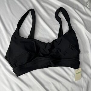 Aerie Black‎ Bralette Top Wide Strap Comfort Stretch New swim low back XXS